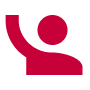 Red icon of a person raising one arm.